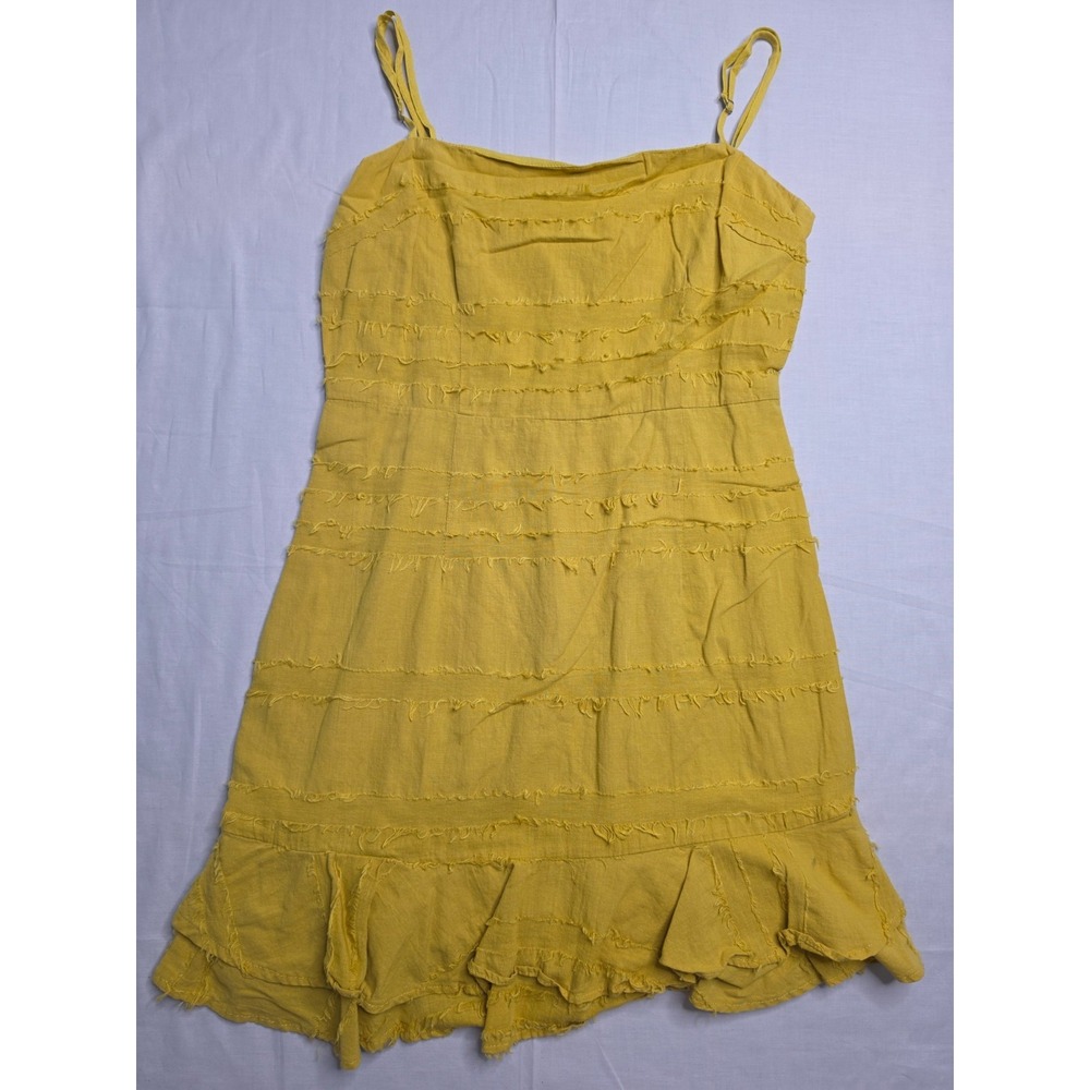 Cotton Candy LA Mini Dress Women Medium Mustard Yellow Back Zip Adjustable Strap